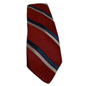 Vintage Sears Mens Store Red Navy Silver Striped Silk Blend Necktie Classic Tie